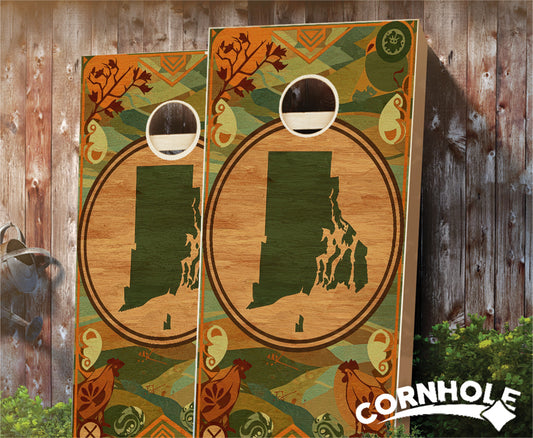 "Rhode Island - State Wood Homage " Cornhole Boards