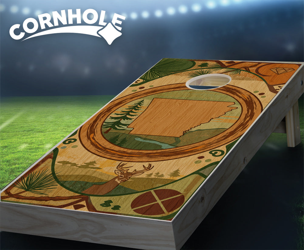 "Arkansas - State Wood Homage " Cornhole Boards