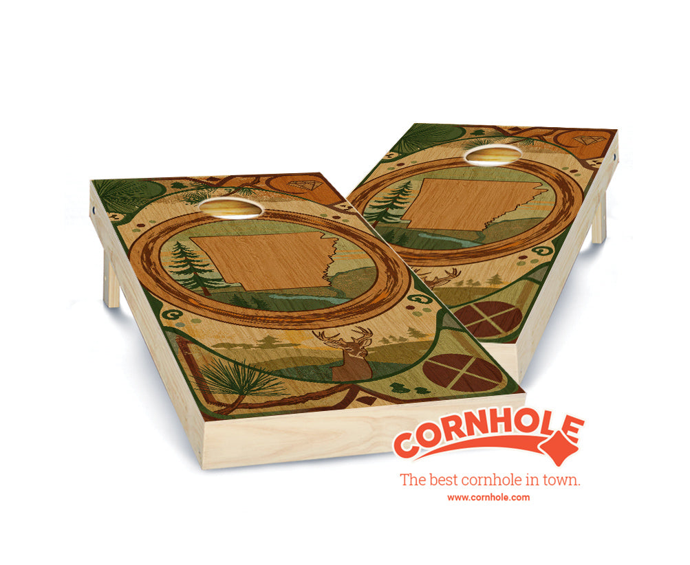 "Arkansas - State Wood Homage " Cornhole Boards