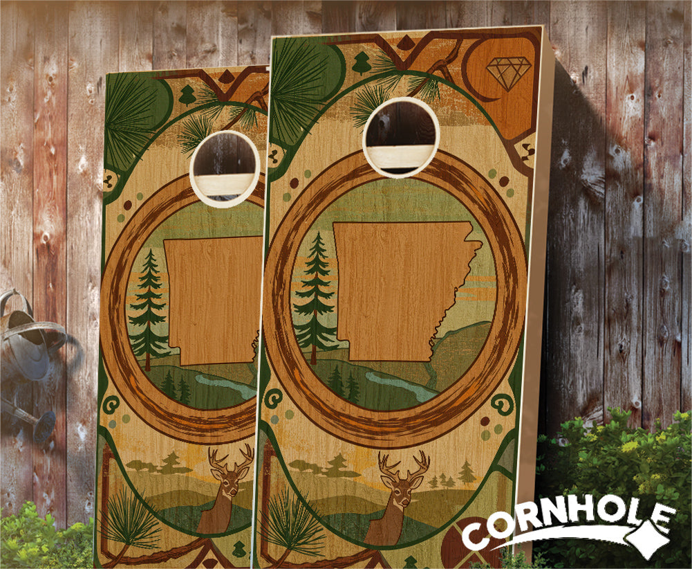 "Arkansas - State Wood Homage " Cornhole Boards