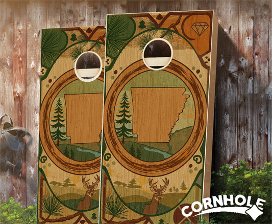 "Arkansas - State Wood Homage " Cornhole Boards
