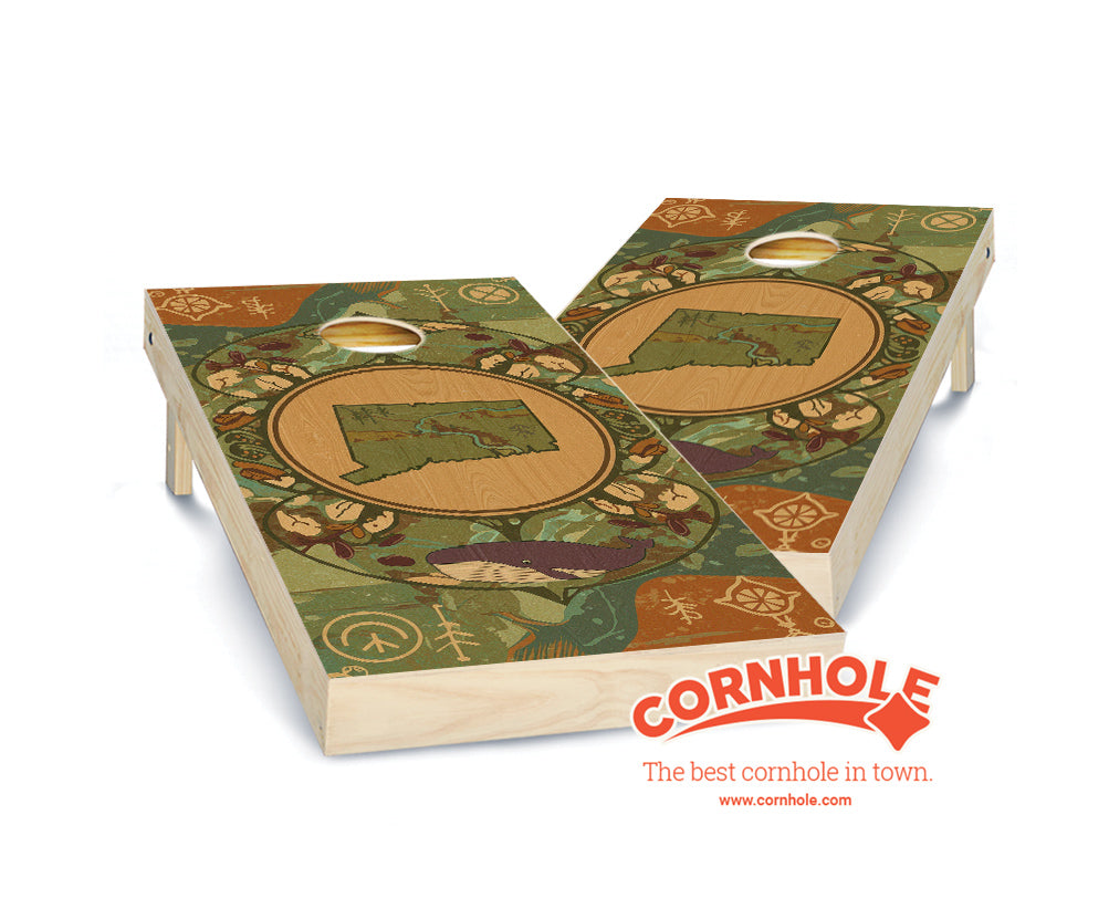 "Connecticut - State Wood Homage " Cornhole Boards