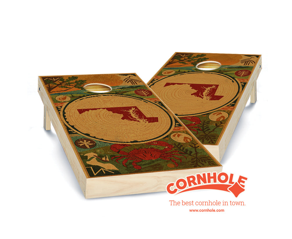 "Maryland - State Wood Homage " Cornhole Boards