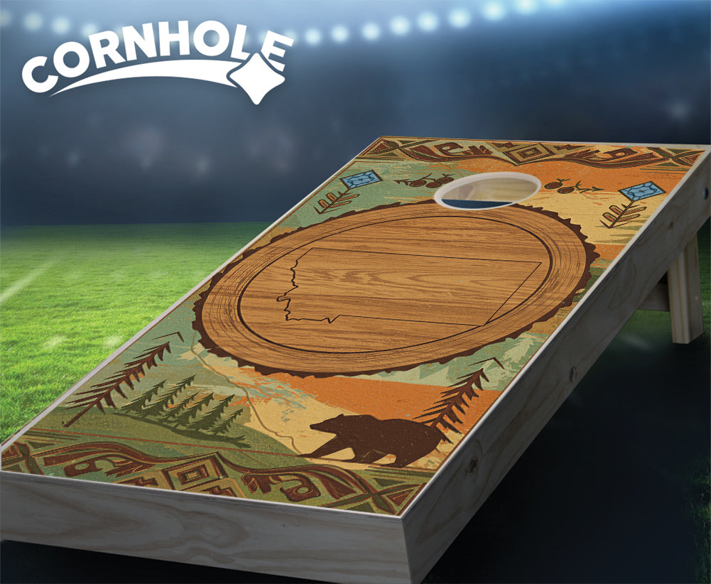"Montana - State Wood Homage " Cornhole Boards