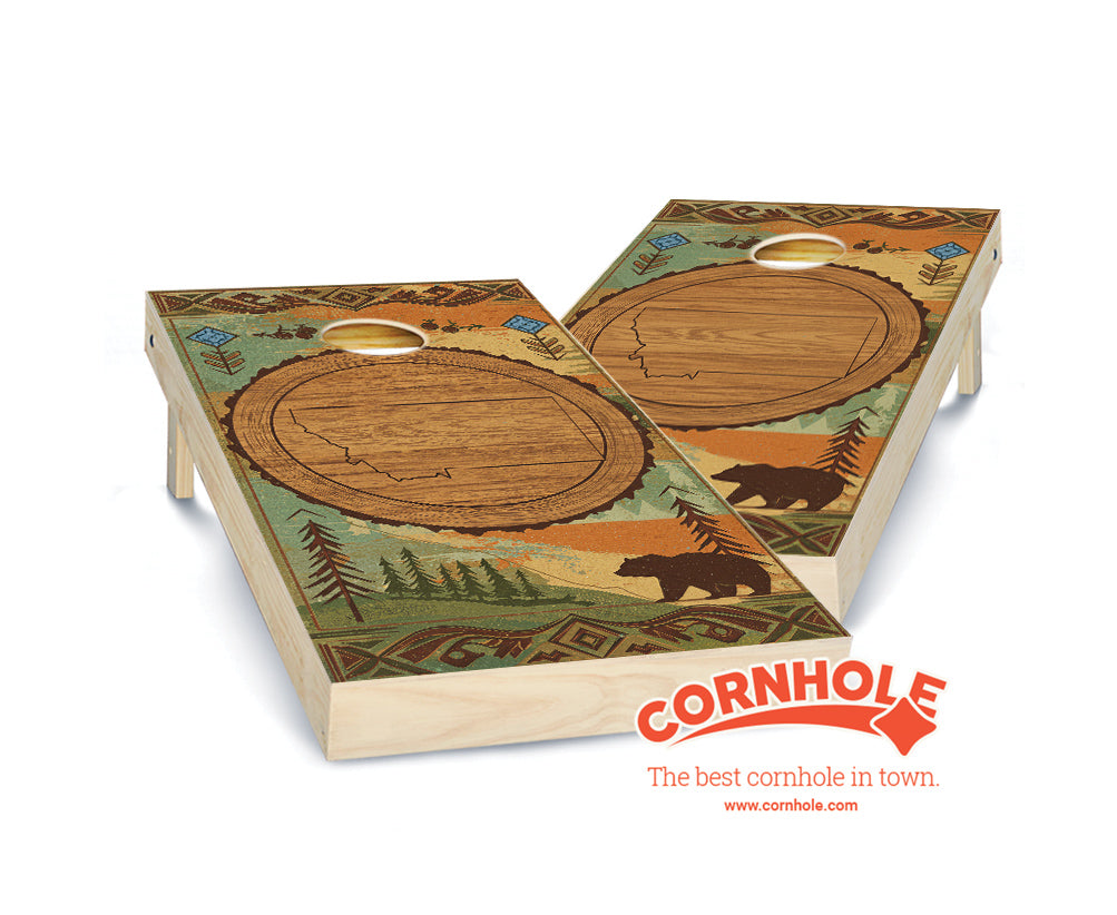 "Montana - State Wood Homage " Cornhole Boards