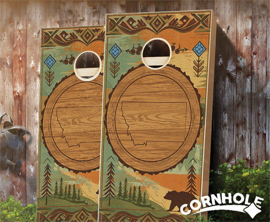 "Montana - State Wood Homage " Cornhole Boards