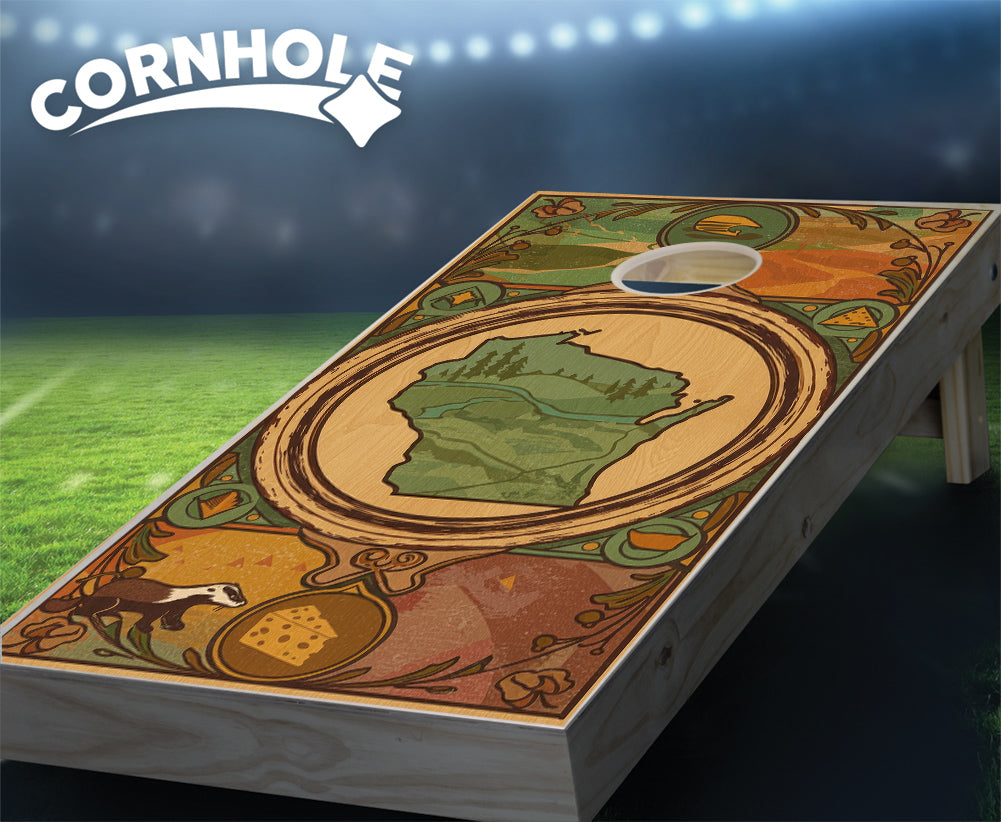 "Wisconsin - State Wood Homage " Cornhole Boards