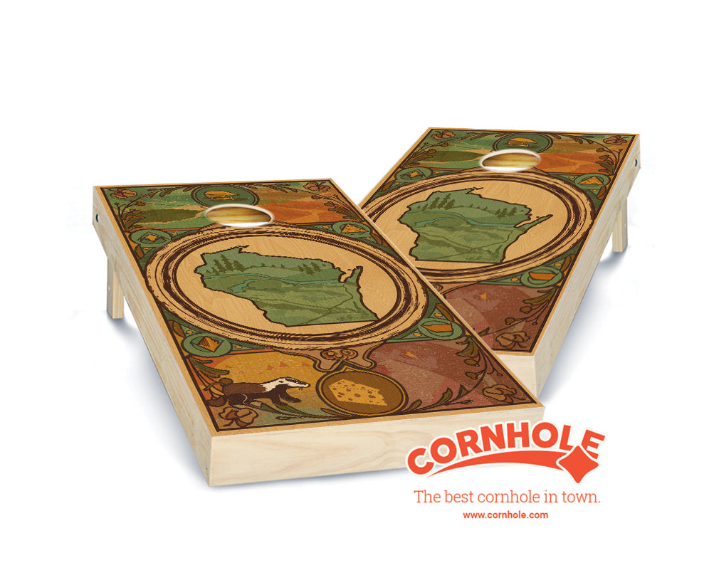 "Wisconsin - State Wood Homage " Cornhole Boards