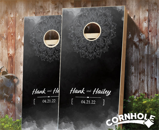 "Modern Dark Watercolor" Cornhole Boards