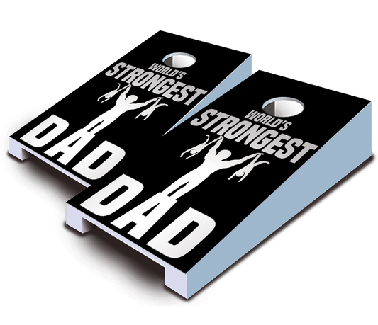 "World's Strongest Dad" Tabletop Cornhole Boards