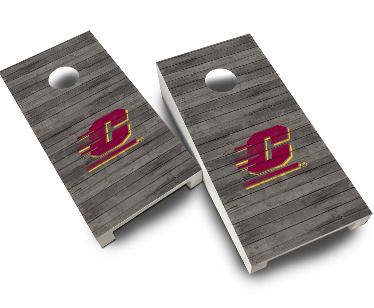 "Central Michigan Distressed" Tabletop Cornhole Boards