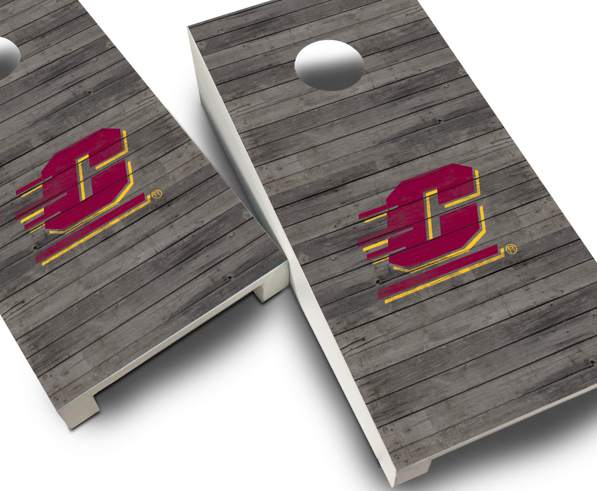 "Central Michigan Distressed" Tabletop Cornhole Boards