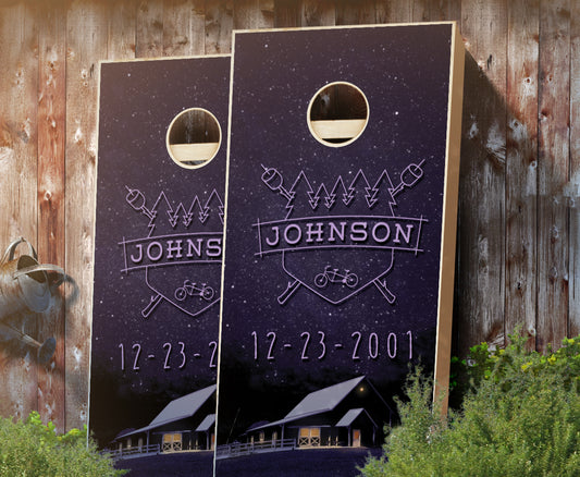 "Country Rustic Campfire" Cornhole Boards