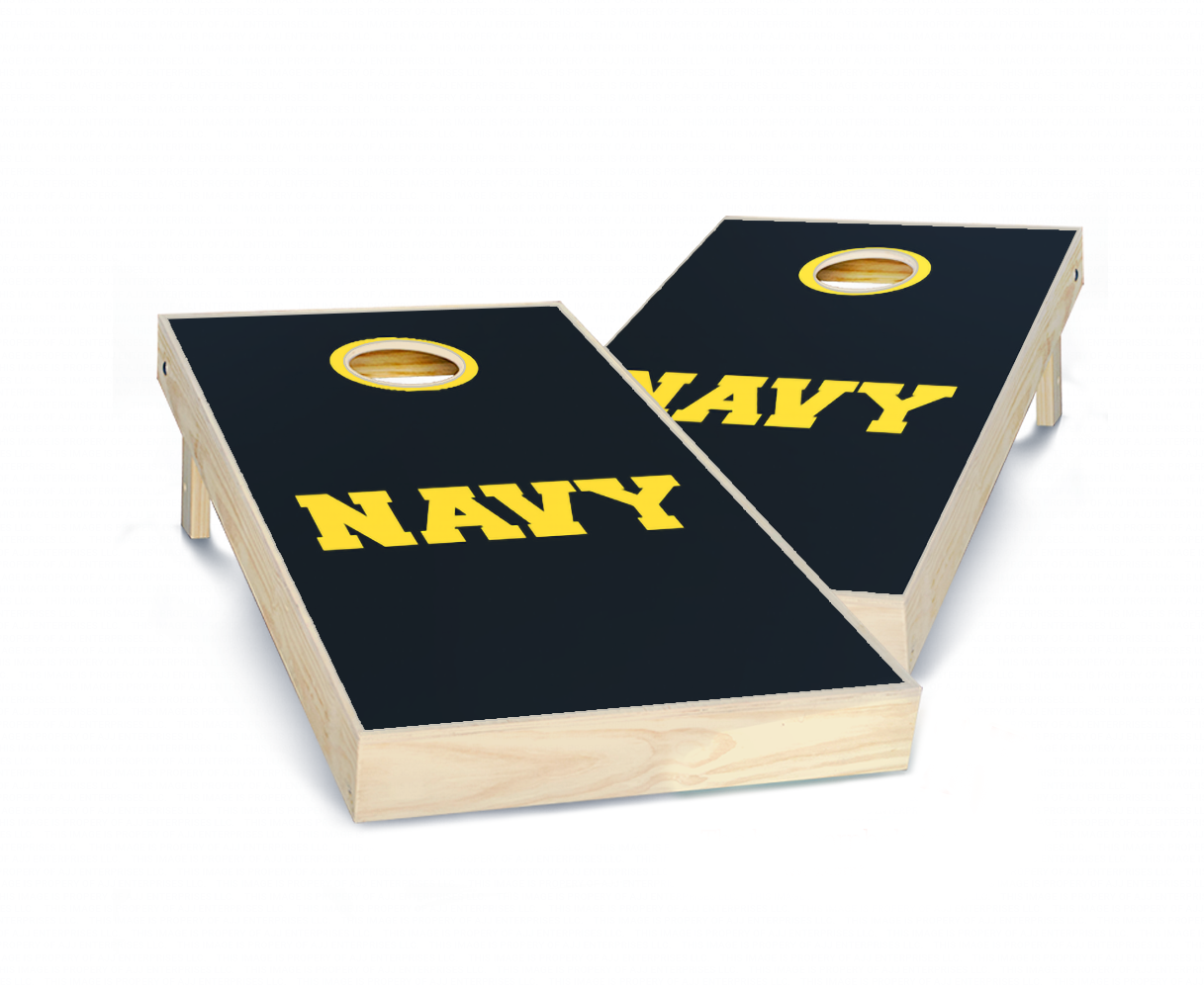 "Navy Text" Cornhole Boards
