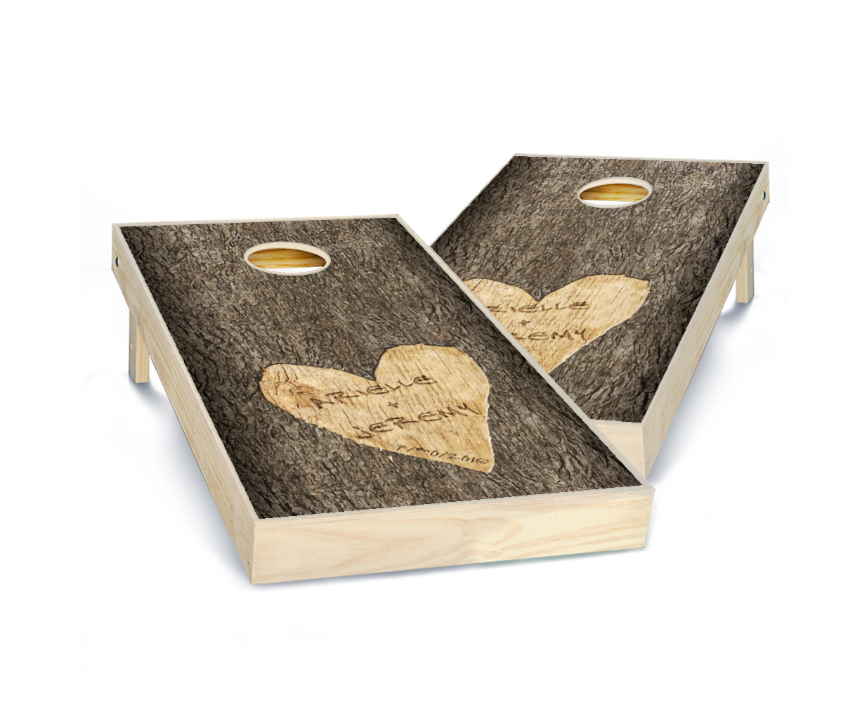 "Tree Carved" Personalized Wedding Cornhole Boards