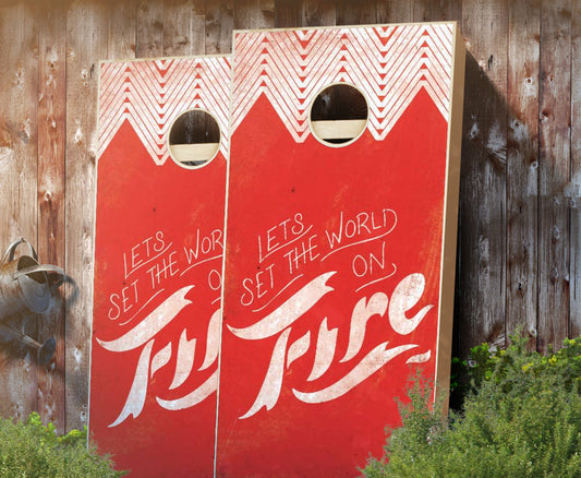 "World On Fire" Cornhole Boards