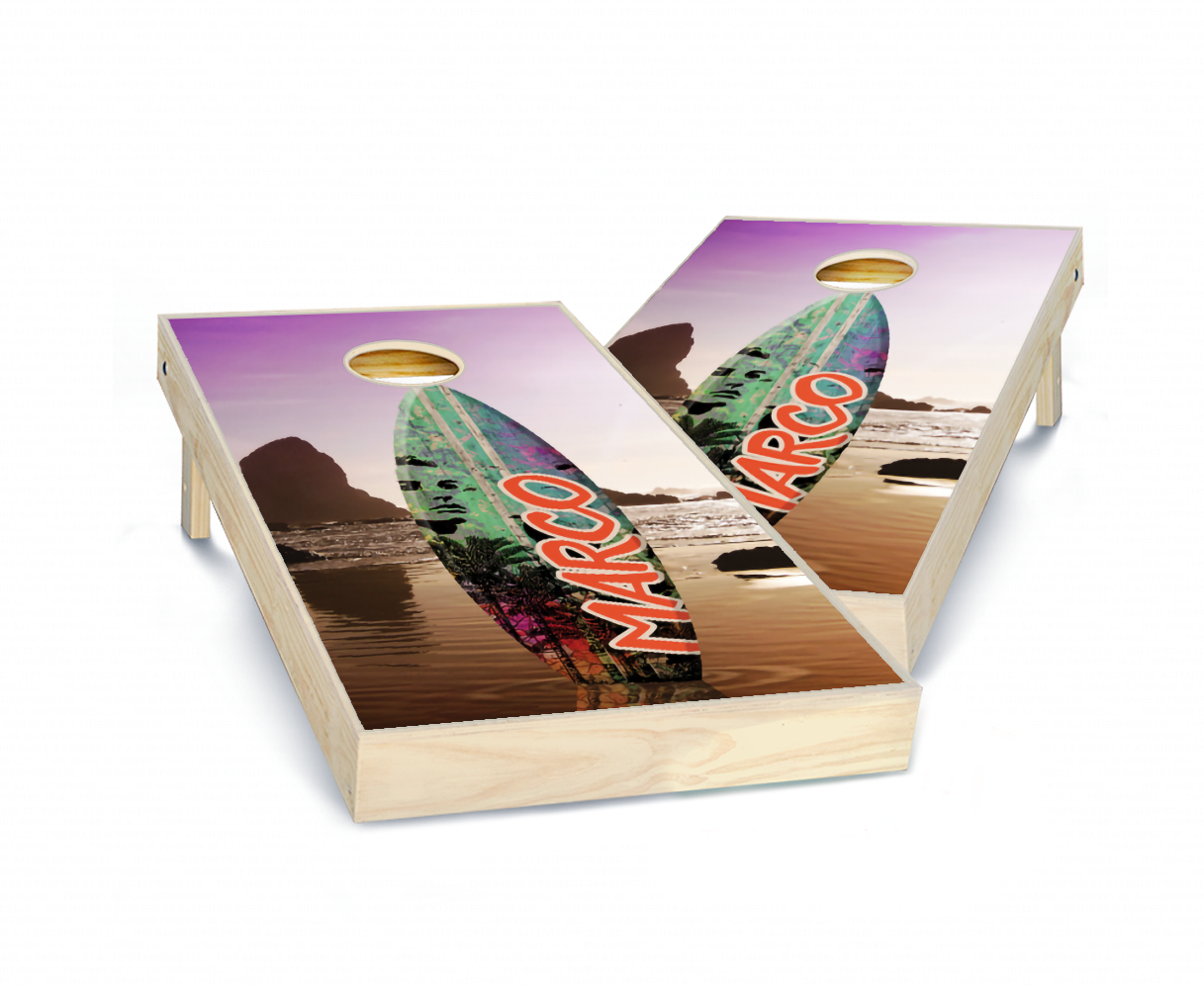 "Surfboard Sunset" Cornhole Boards