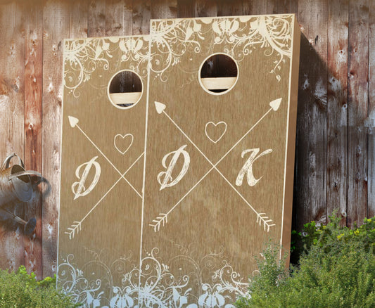 "Crossed Hearts" Stained Cornhole Boards