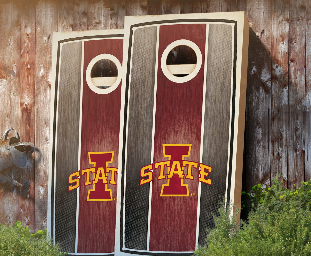 "Iowa State Stained Stripe" Cornhole Boards