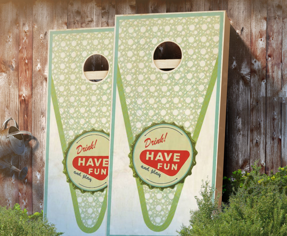 "Bottle Cap Art" Stained Cornhole Boards