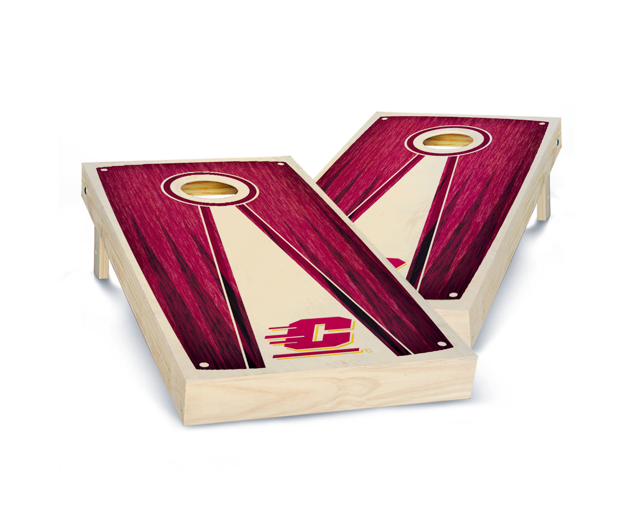 "Central Michigan Stained Pyramid" Cornhole Boards
