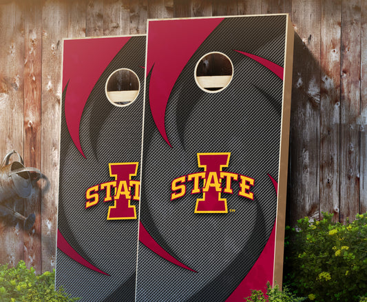 "Iowa State Swoosh" Cornhole Boards