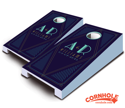 "Wedding Art Deco" Personalized Tabletop Cornhole Boards