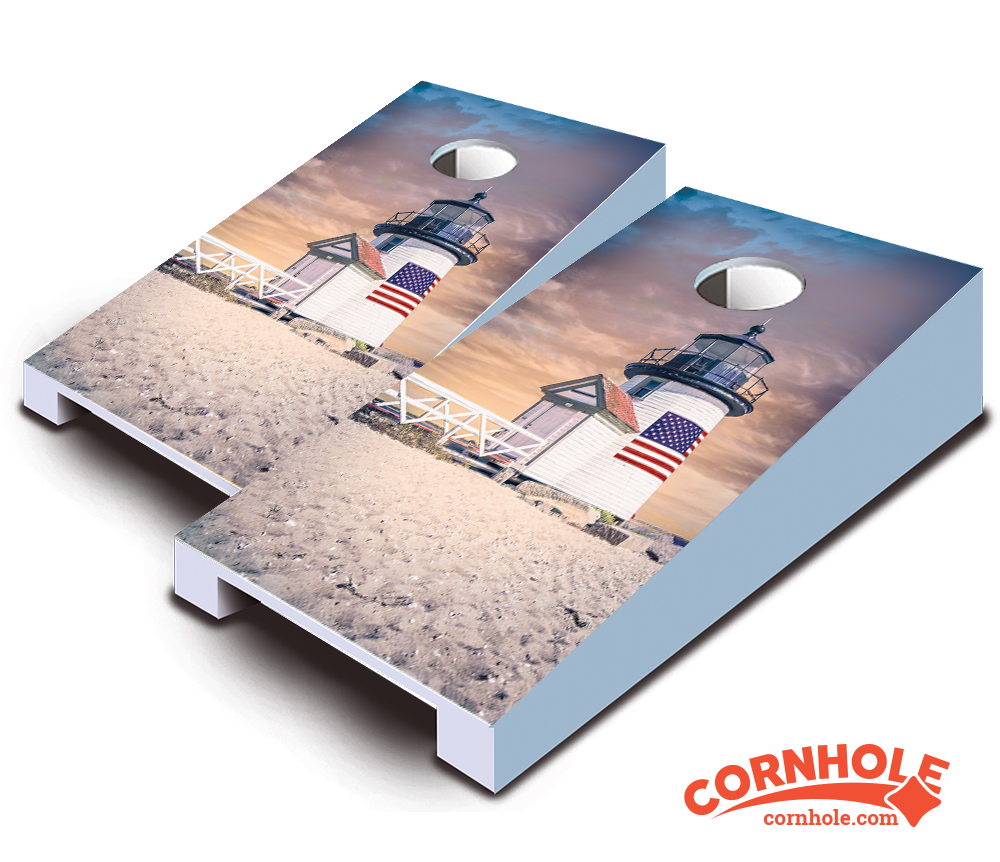 "Nantucket Island Lighthouse" Tabletop Cornhole Boards