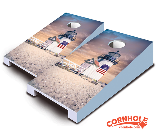"Nantucket Island Lighthouse" Tabletop Cornhole Boards