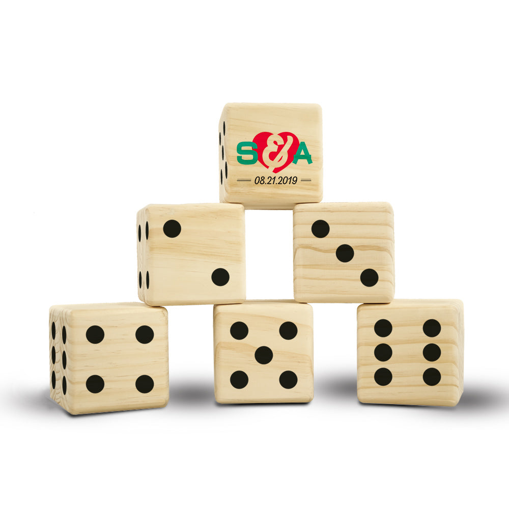 Personalized Wedding Initials and Date Lawn Dice Game