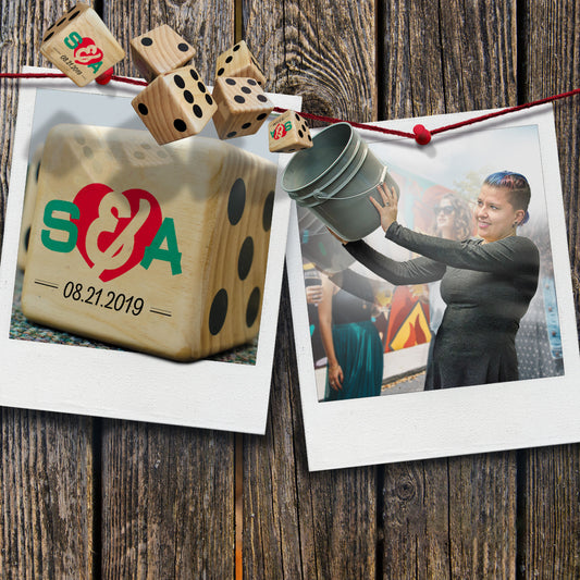 Personalized Wedding Initials and Date Lawn Dice Game