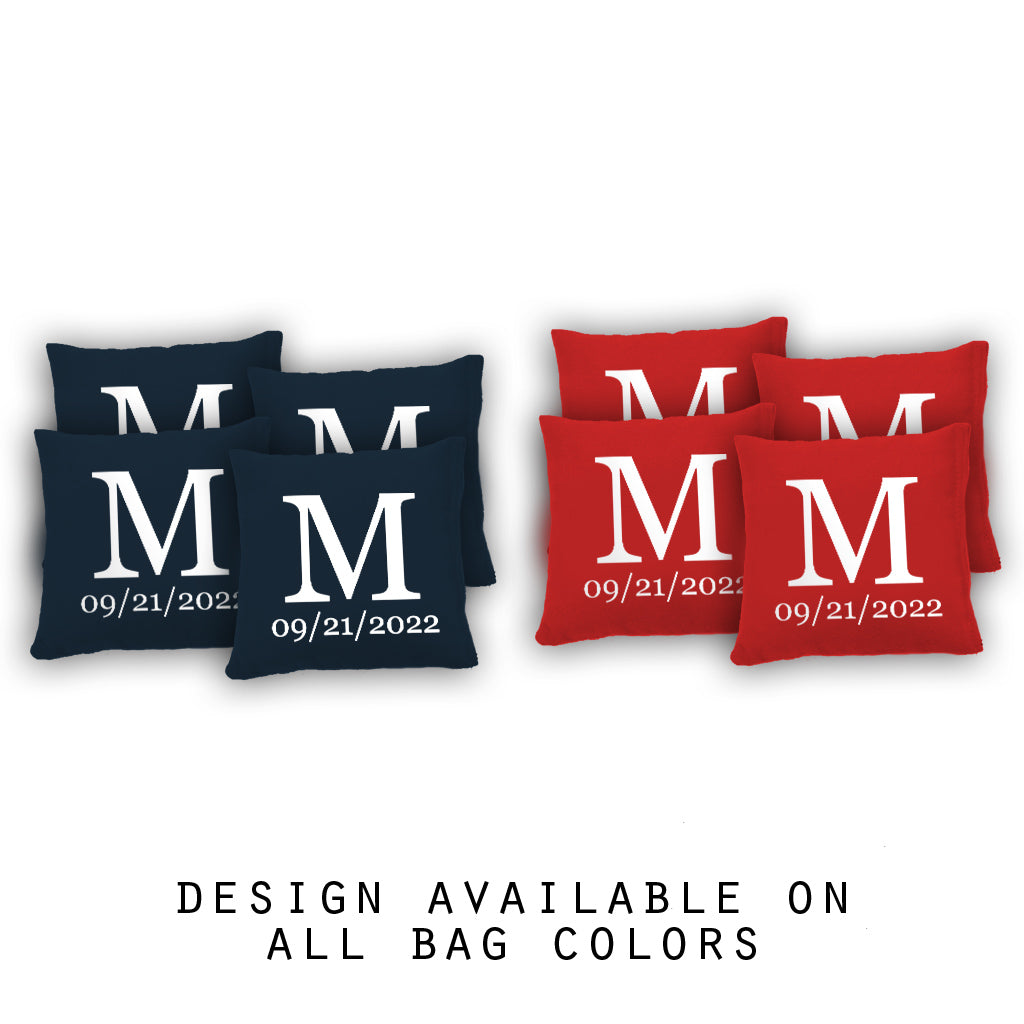 "Wedding Monogram and Date" Cornhole Bags - Set of 8