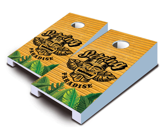 "Tiki Surfing Paradise" Tabletop Cornhole Boards