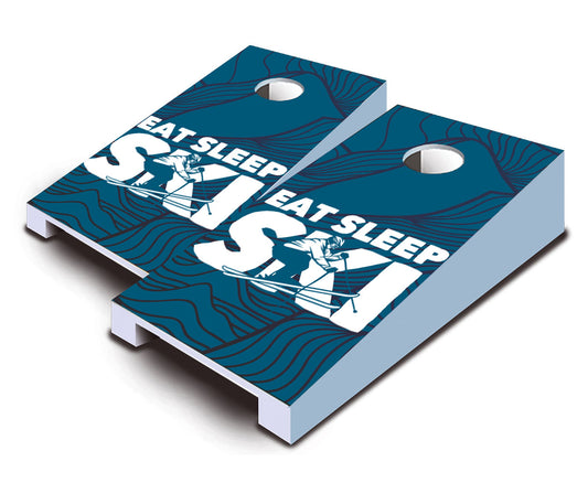 "Eat, Sleep, Ski" Tabletop Cornhole Boards