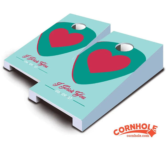 "Guitar Pick Wedding" Personalized Tabletop Cornhole Boards