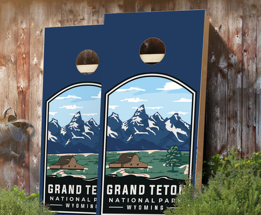 "Grand Teton National Park Badge Range" Cornhole Boards