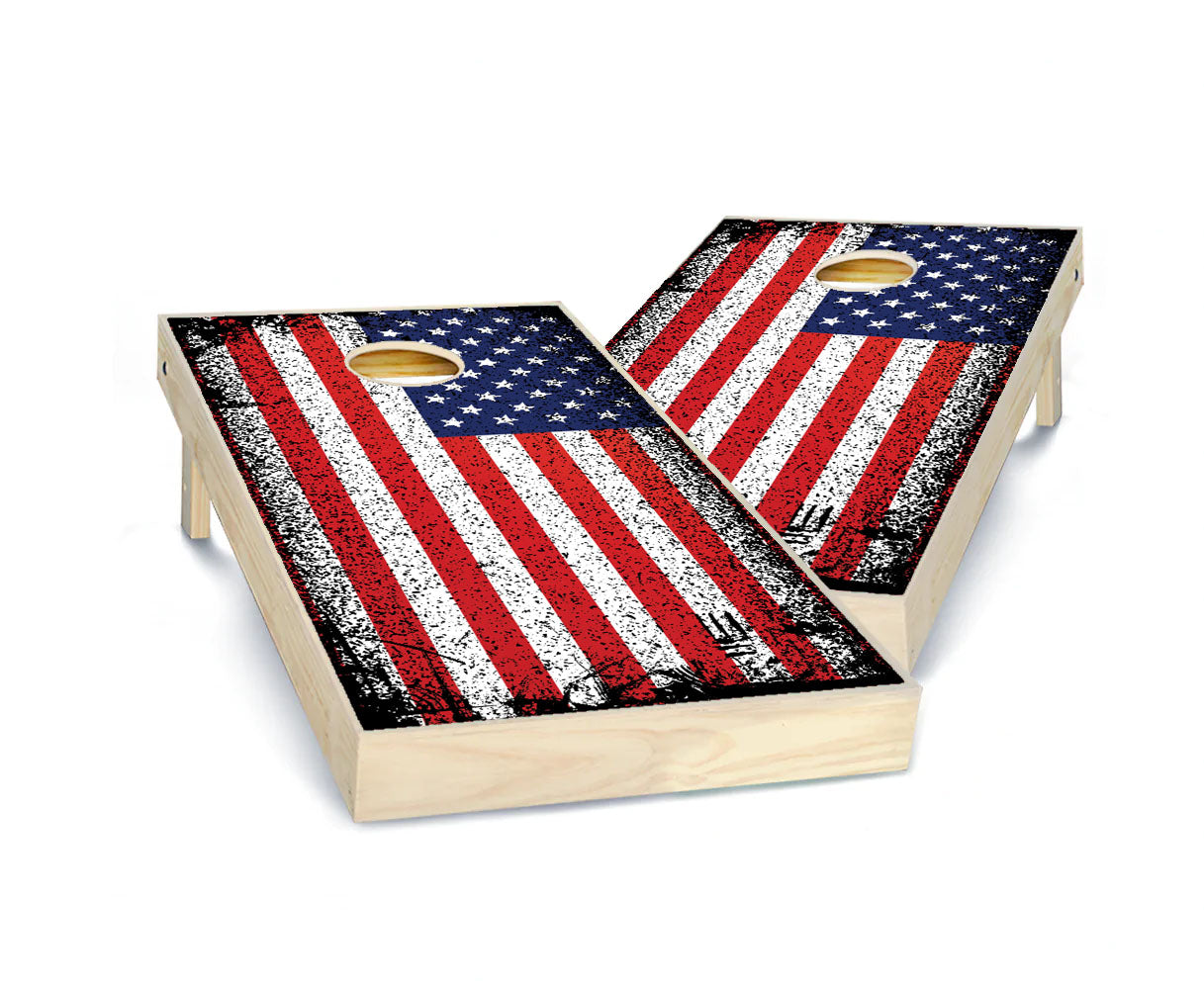 "Grunge American Flag" Cornhole Boards