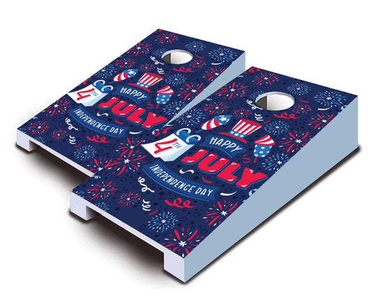 "Happy 4th of July Illustration" Tabletop Cornhole Boards