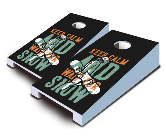 "Keep Calm and Wait for Snow" Tabletop Cornhole Boards