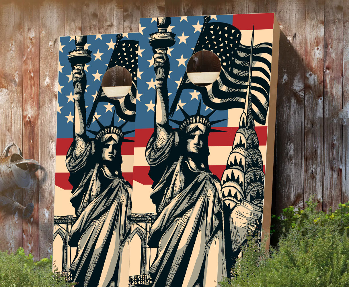 "Patriot American NY Landmarks" Cornhole Boards