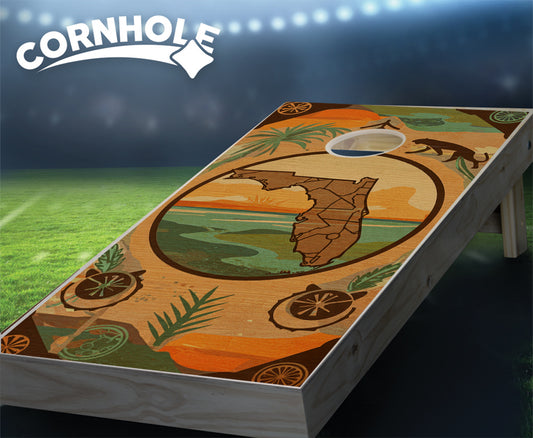 "Florida - State Wood Homage " Cornhole Boards
