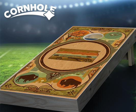 "Kansas - State Wood Homage " Cornhole Boards