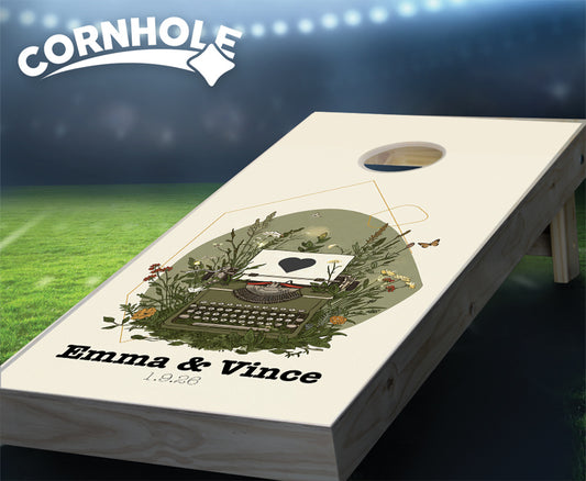 "Botanical Typewriter" Cornhole Boards