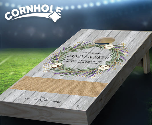 "Country Lavender Olive Wreath" Cornhole Boards