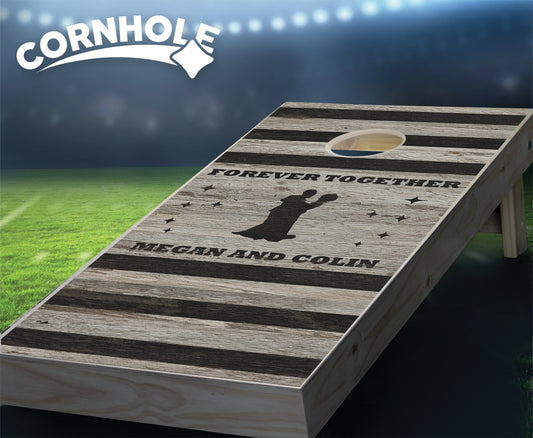 "Gray & Black Planks" Cornhole Boards