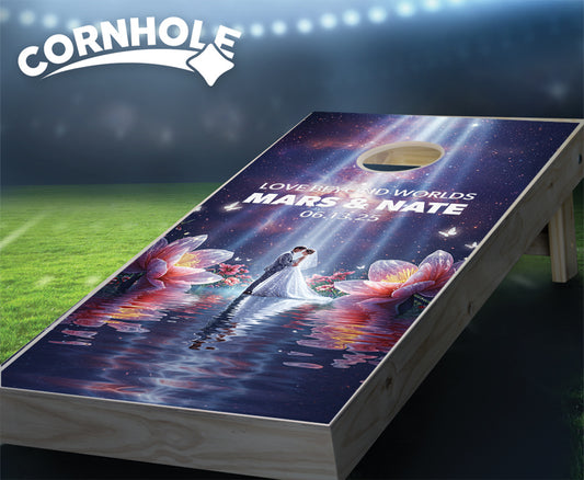 "Love Beyond Worlds" Cornhole Boards