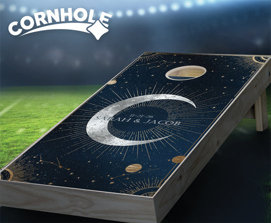 "Moon & Stars - Astrology Couple" Cornhole Boards