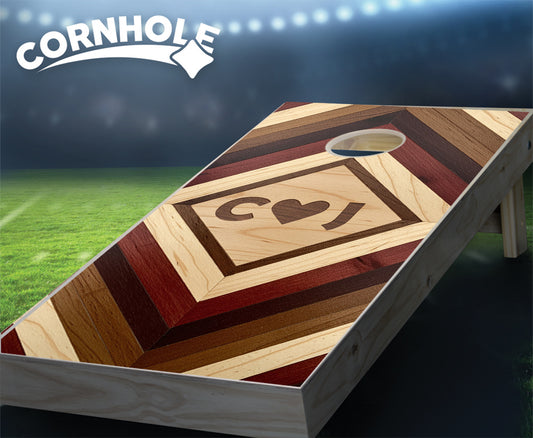 "Multicolored Wood Diamond" Cornhole Boards