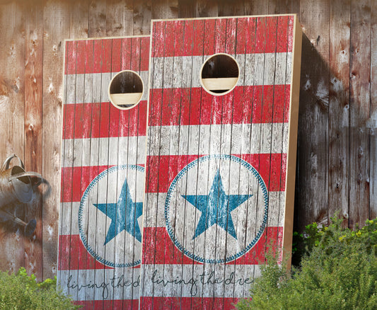 "Living the Dream" Cornhole Boards