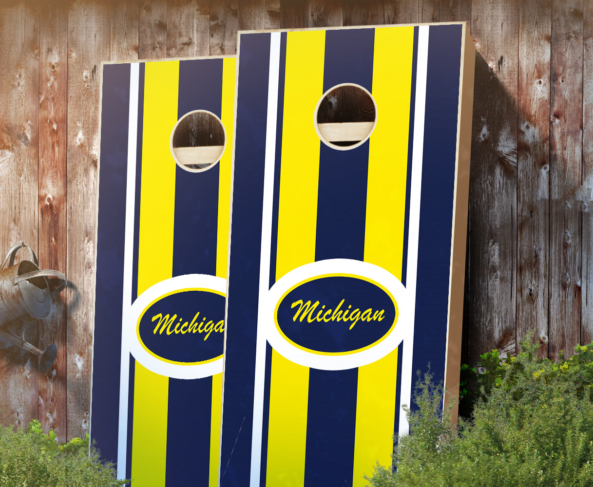 "Michigan Stripe" Cornhole Boards